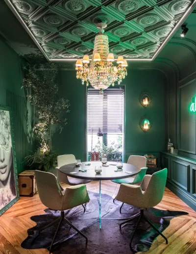 Inspiración salas de estar de juegos tono verde
