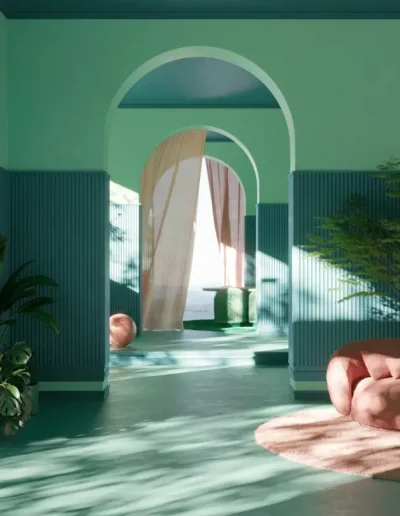 Inspiración salas de estar tonos verdes