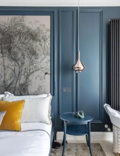 Inspiración dormitorio color azul en madera