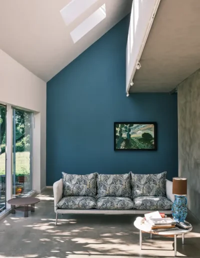 Inspiración salas de estar tono verde azulado