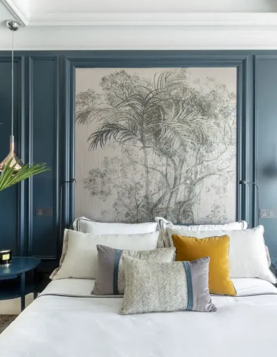 Inspiración dormitorio color azul en madera