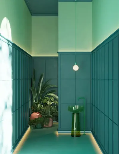 Inspiración baño colores verdes